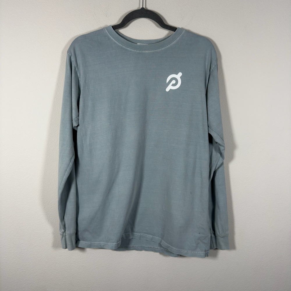 Peloton Long Sleeve T-Shirt Blue Gray Floral Graphic PL-HC1903PD Small
